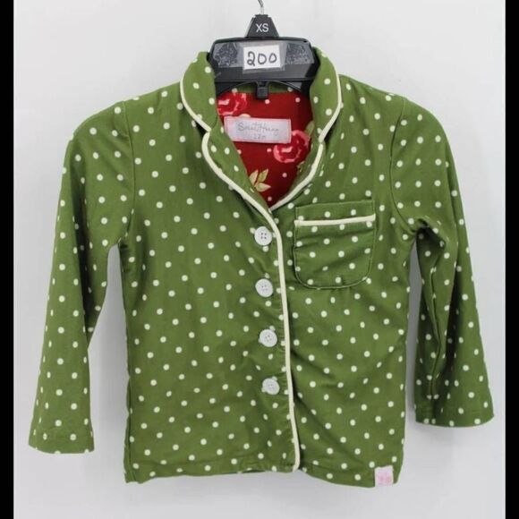 Sweet Honey Army Green White Polka Dot Pajama Set Size 12m Button Front.... - Picture 2 of 12
